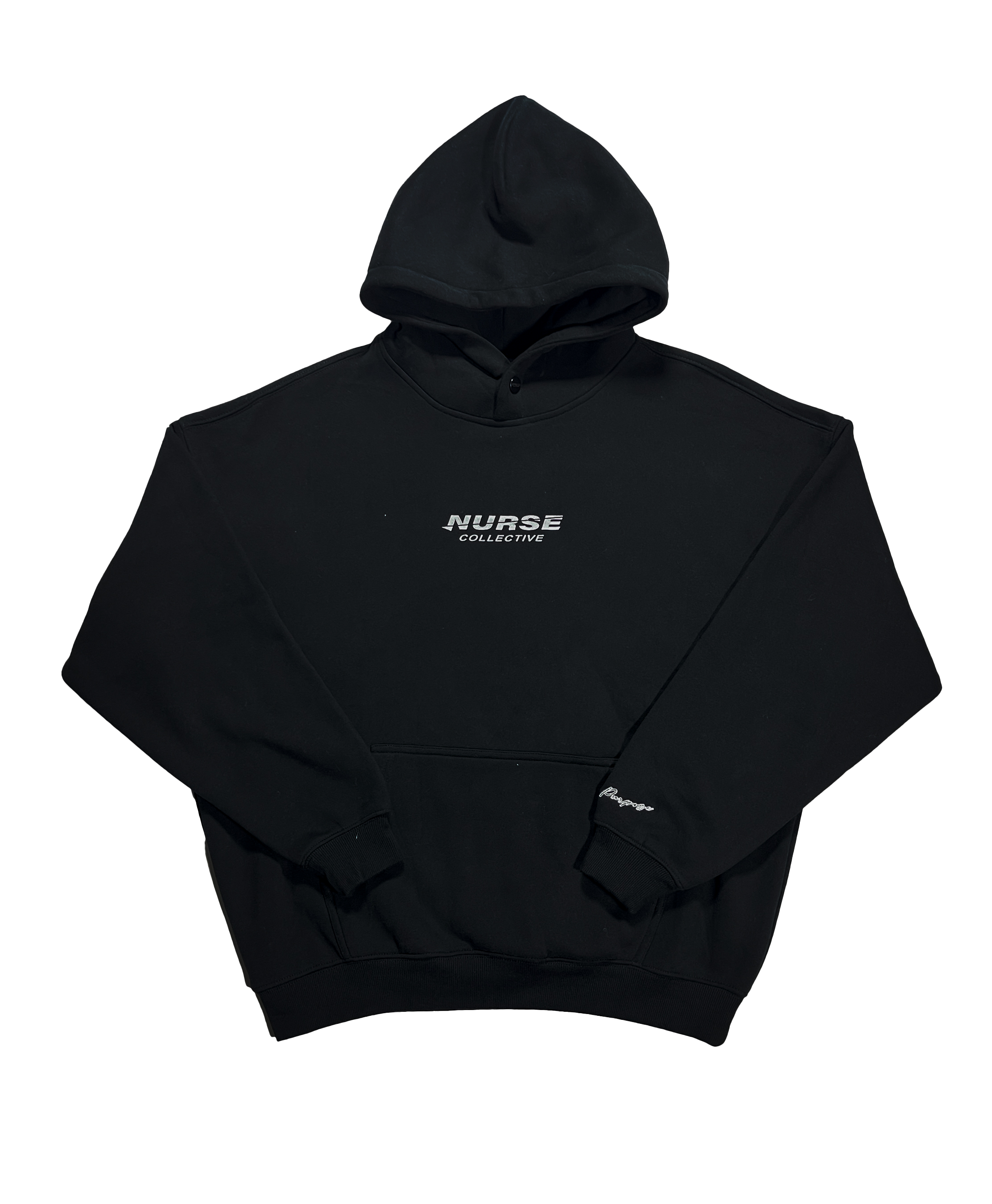 Drop Shoulder Black Hoodie